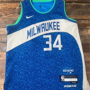 Nike Blue and White Milwaukee Kids Jersey